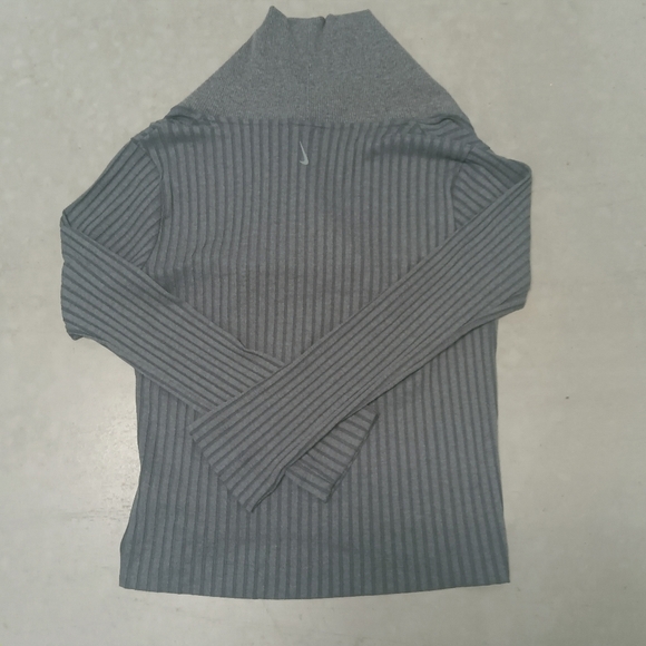 Nike Yoga Luxe Ribbed Cover Up Collared Sweater Grey Top Women's Size M Like New - Picture 4 of 6